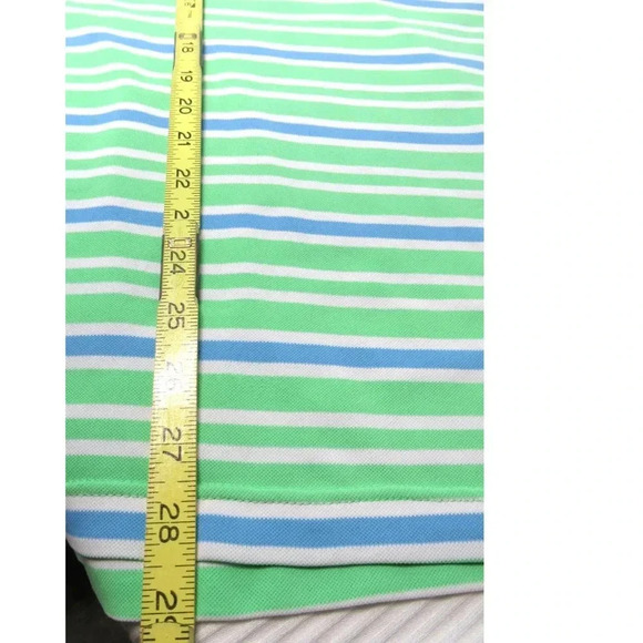 Peter Millar Summer Comfort Golf Polo Green Blue White Striped Men's Size Large - Picture 5 of 8